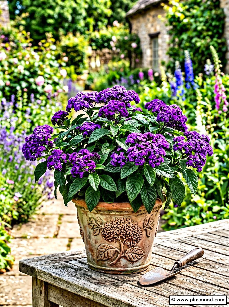 Heliotrope Fragrant Purple Planter - 25 summer container flower ideas