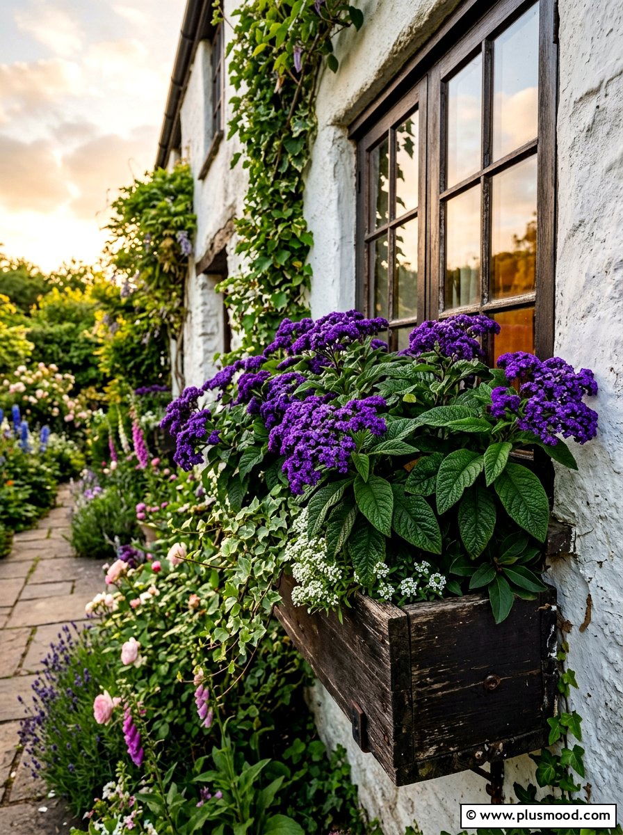 Heliotrope Window Box - 25 summer window box ideas for curb appeal