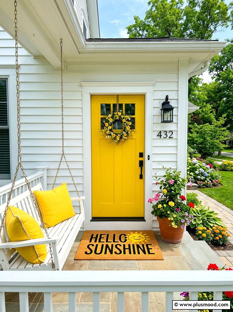 Hello Sunshine Door Mat - 25 summer front porch mat ideas
