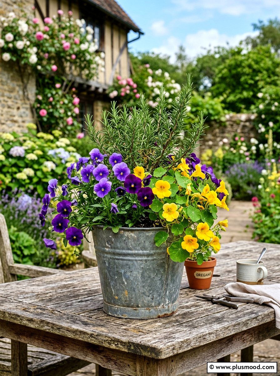 Herb And Flower Planter - 25 summer colorful planter ideas