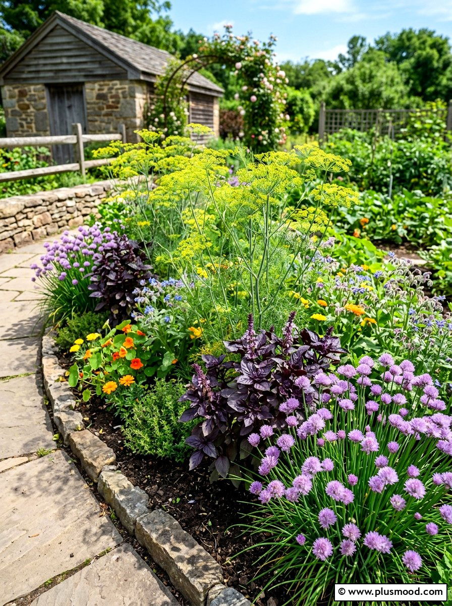 Herb Flower Border - 25 summer layered flower bed ideas