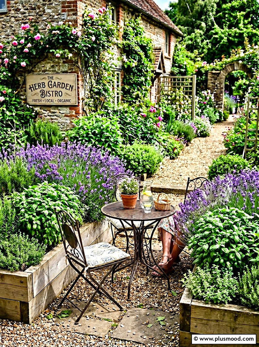 Herb Garden Bistro - 25 summer backyard cozy corner ideas