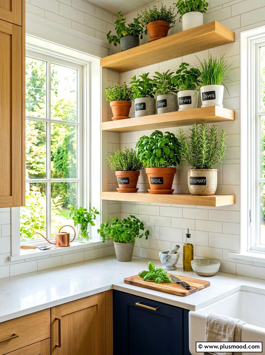 Herb Garden Kitchen Floating Shelves - 25 summer open shelf summer kitchen ideas