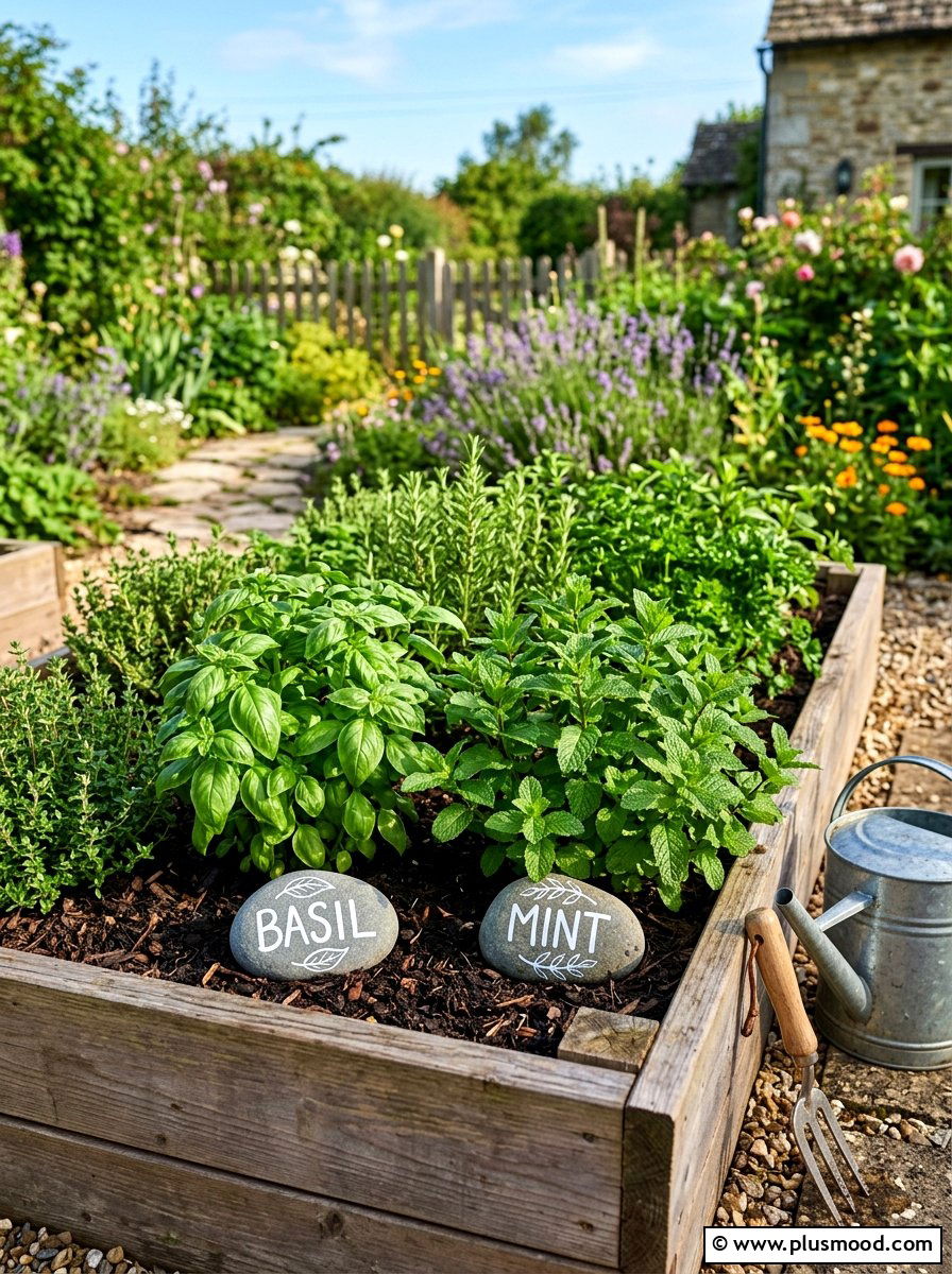 Herb Garden Label Rock - 25 painted rock ideas for summer decor