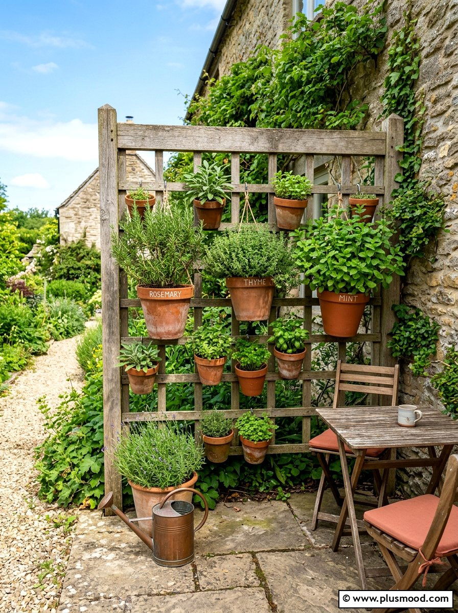 Herb Garden Trellis - 25 small backyard ideas with trellis