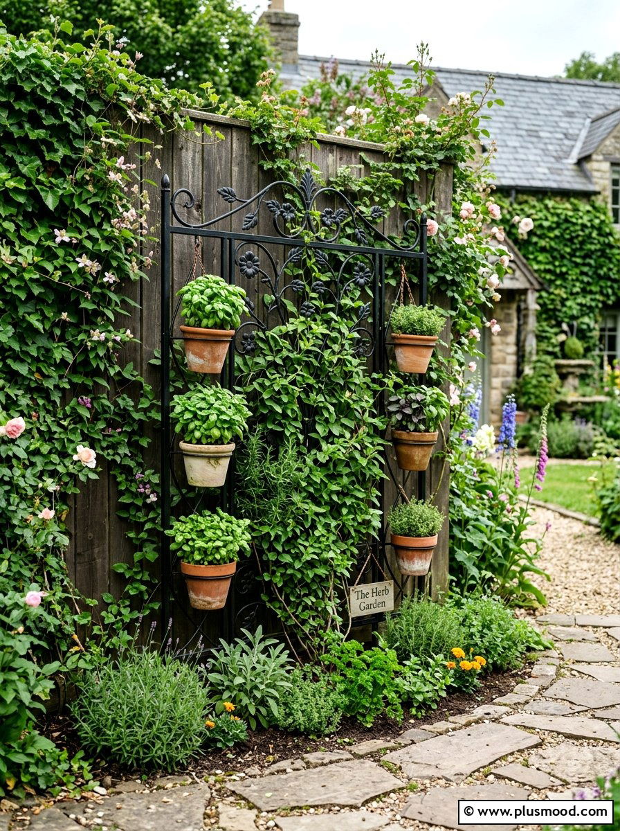 Herb Garden Trellis - 25 small backyard ideas with herb garden