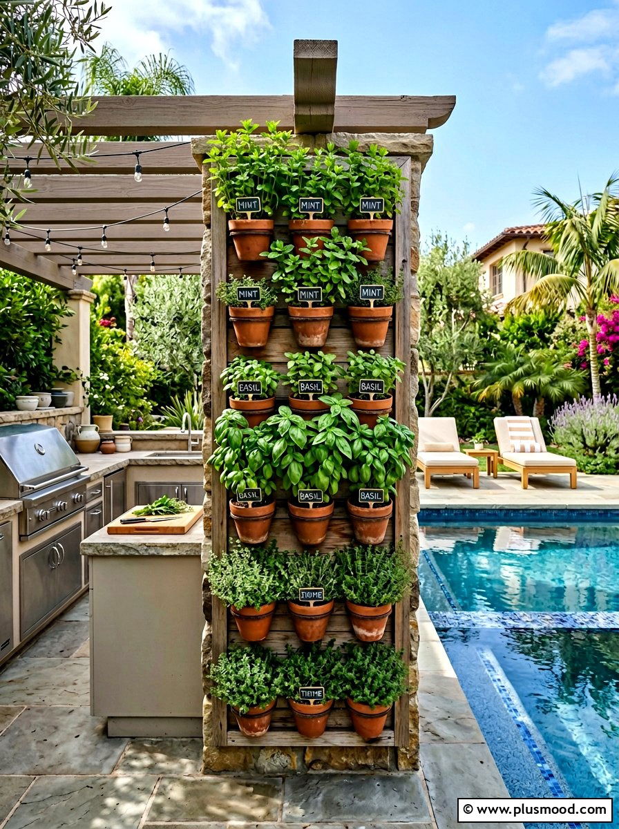 Herb Garden Vertical Wall Near Pool - 25 pool landscaping ideas with vertical garden