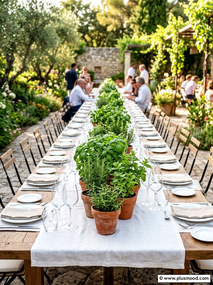 Herb garden centerpiece - 25 summer outdoor entertaining ideas on a budget