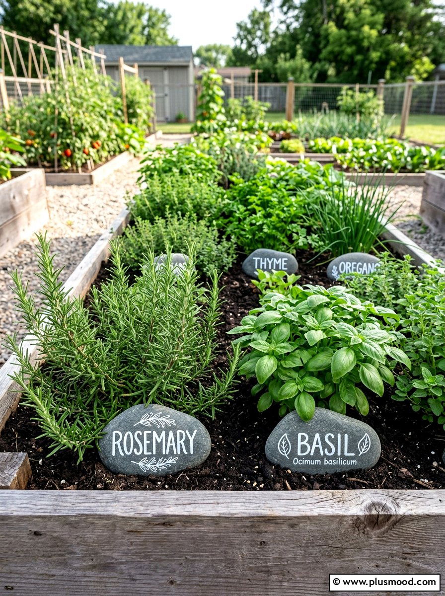 Herb garden markers - 25 painted rock ideas for spring garden