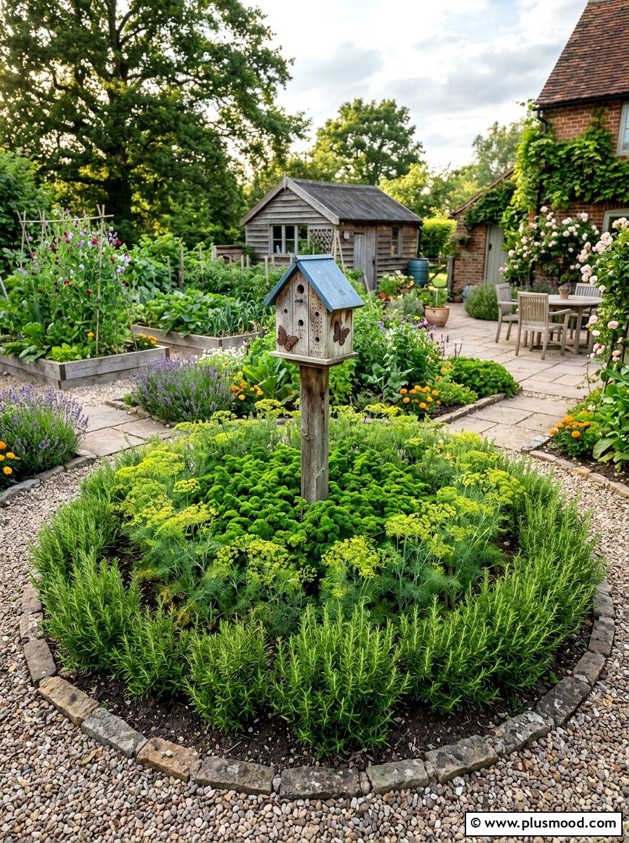 Herb garden patch - 25 small backyard ideas with butterfly house