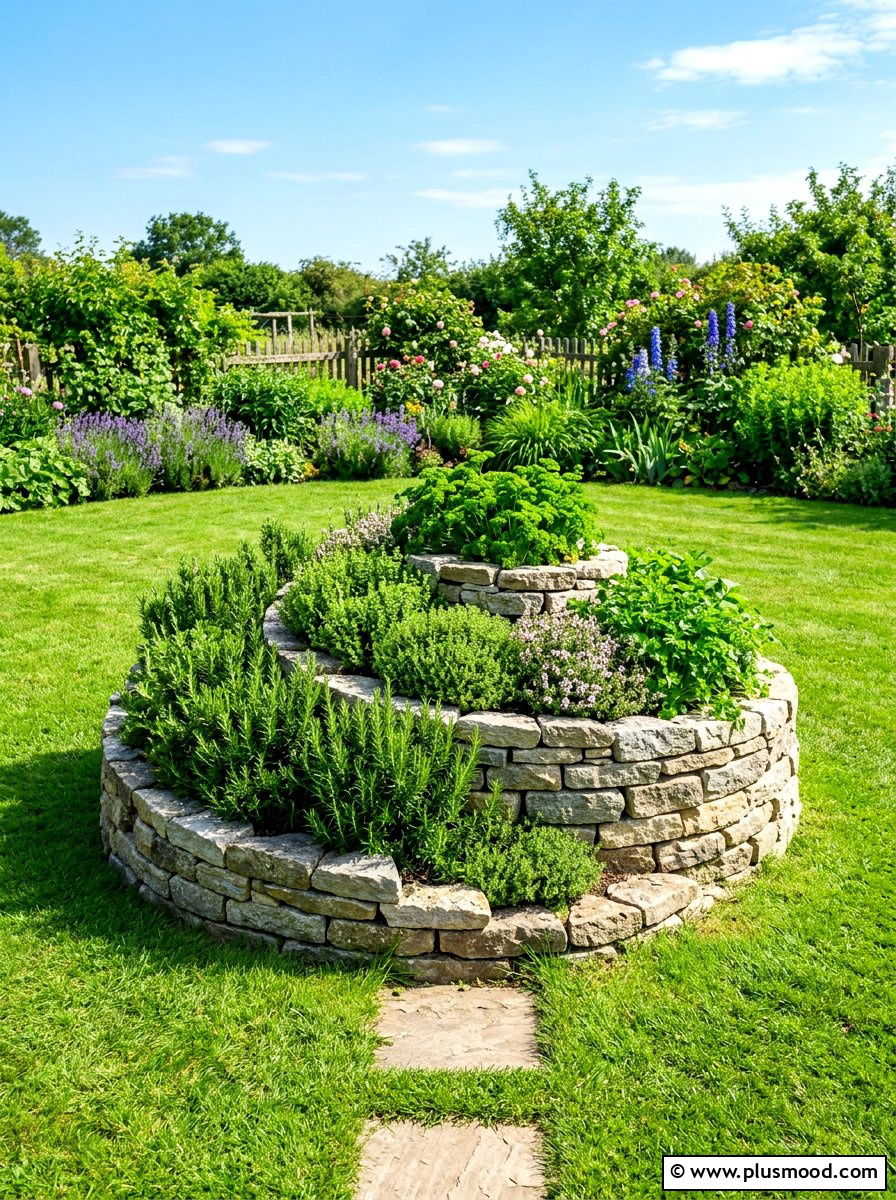 Herb spiral garden - 25 summer herb garden ideas