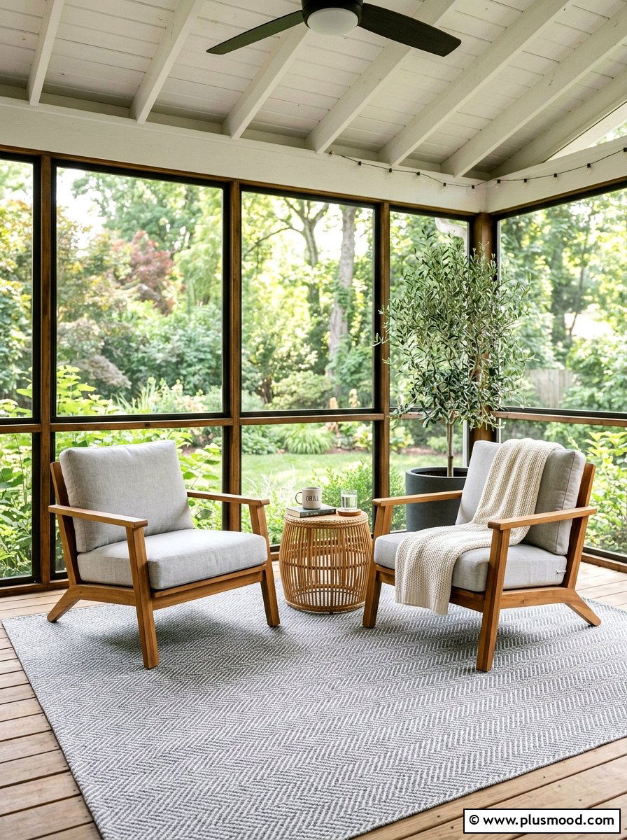 Herringbone Outdoor Rug - 25 summer porch rug ideas