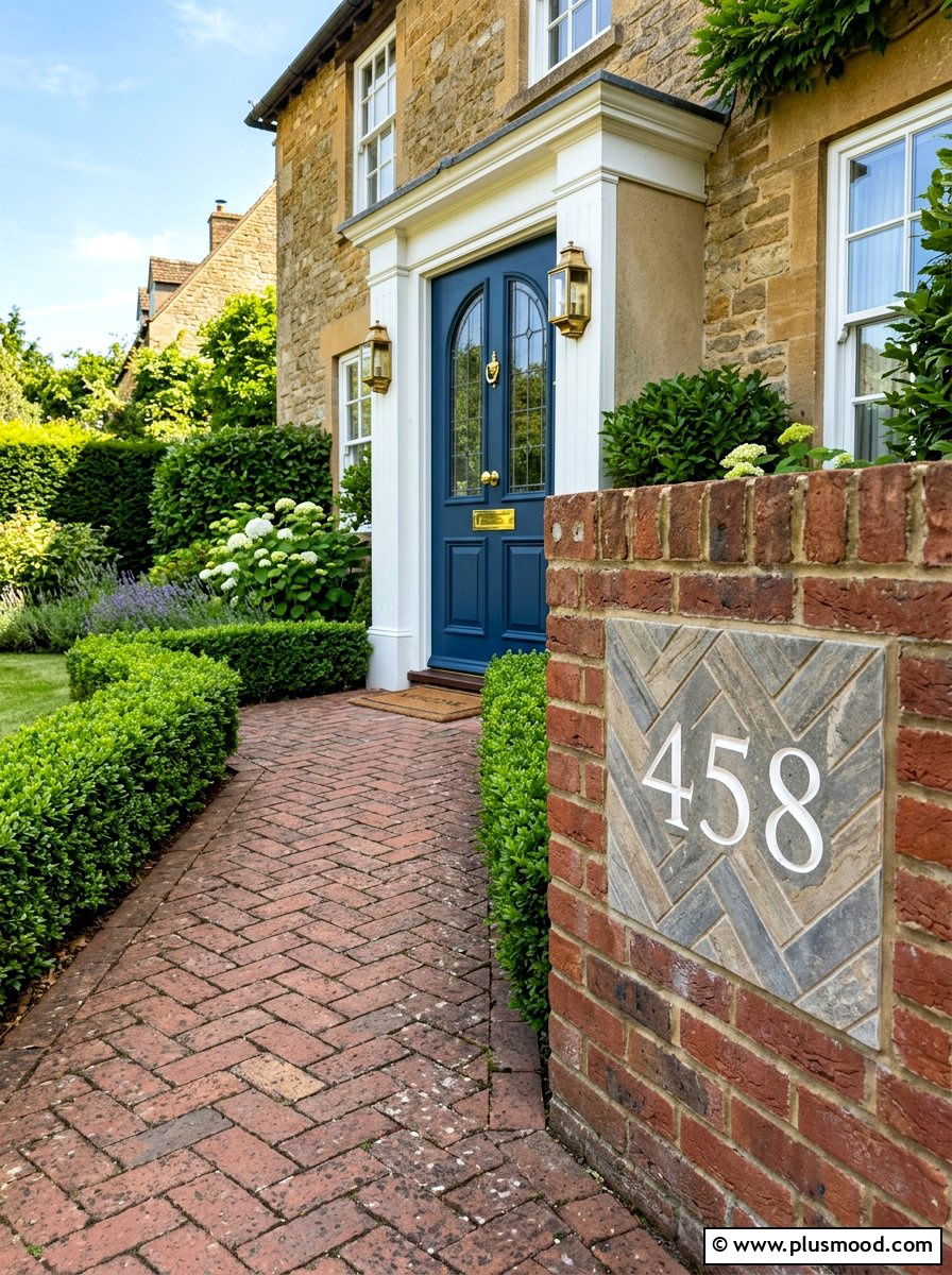 Herringbone pattern house numbers - 25 painted rock ideas for address markers