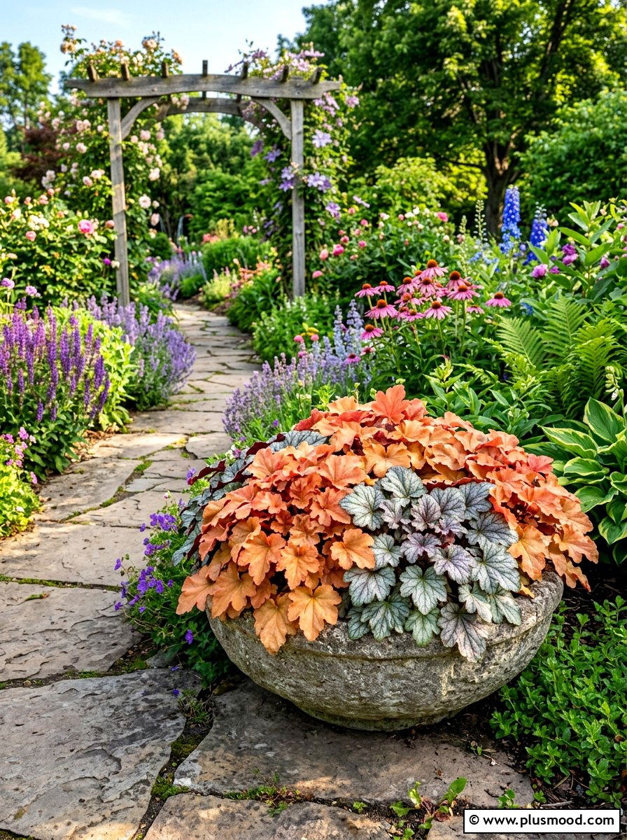 Heuchera planter - 25 summer planter ideas for shade