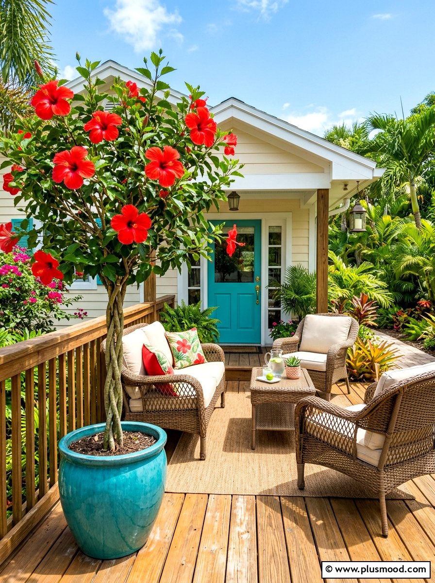 Hibiscus Front Porch - 25 summer porch planter ideas