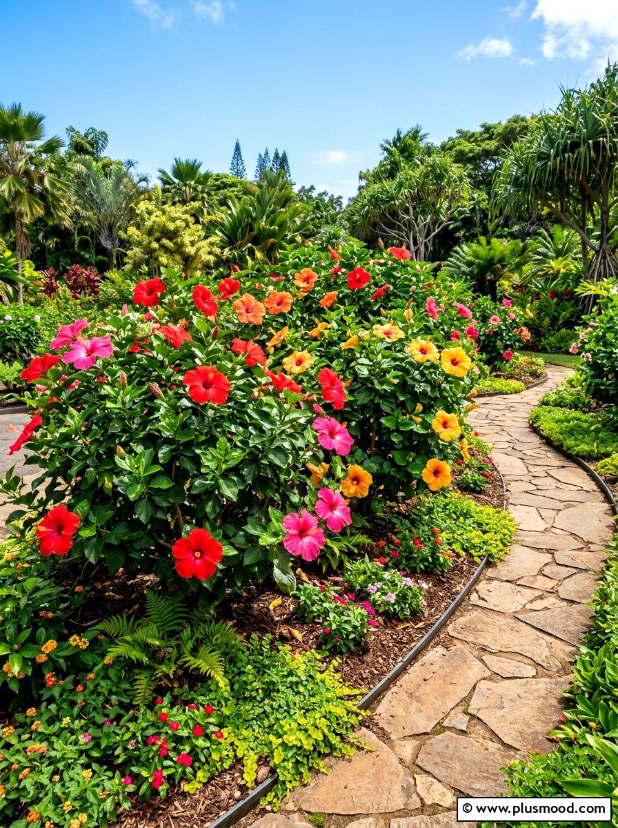 Hibiscus Garden Bed - 25 summer tropical garden ideas