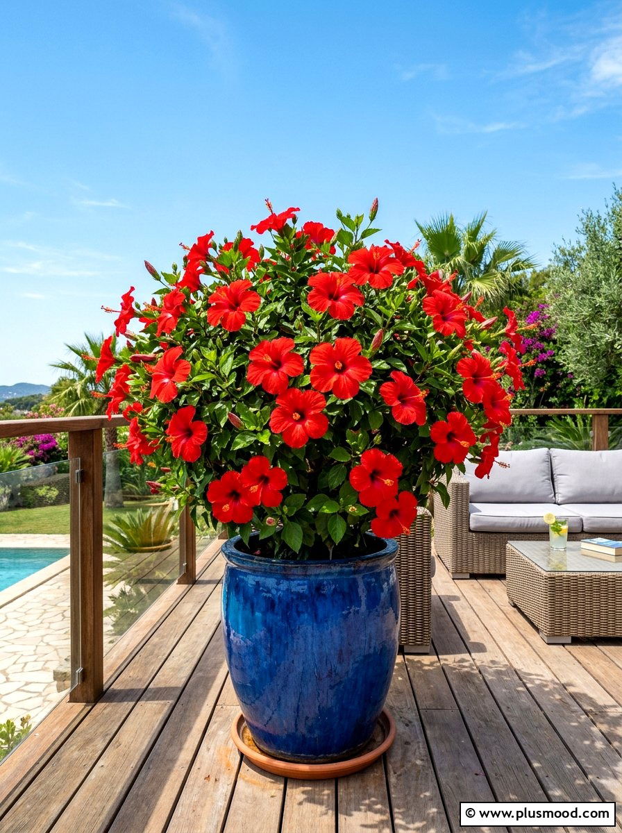 Hibiscus Patio Planter - 25 summer tropical planter ideas