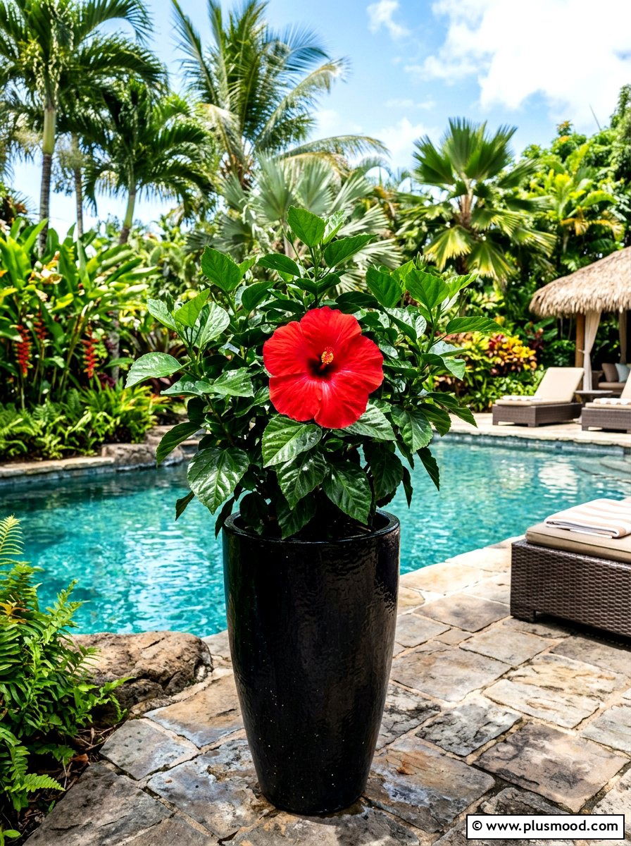 Hibiscus tropical planter - 25 summer flower pot ideas