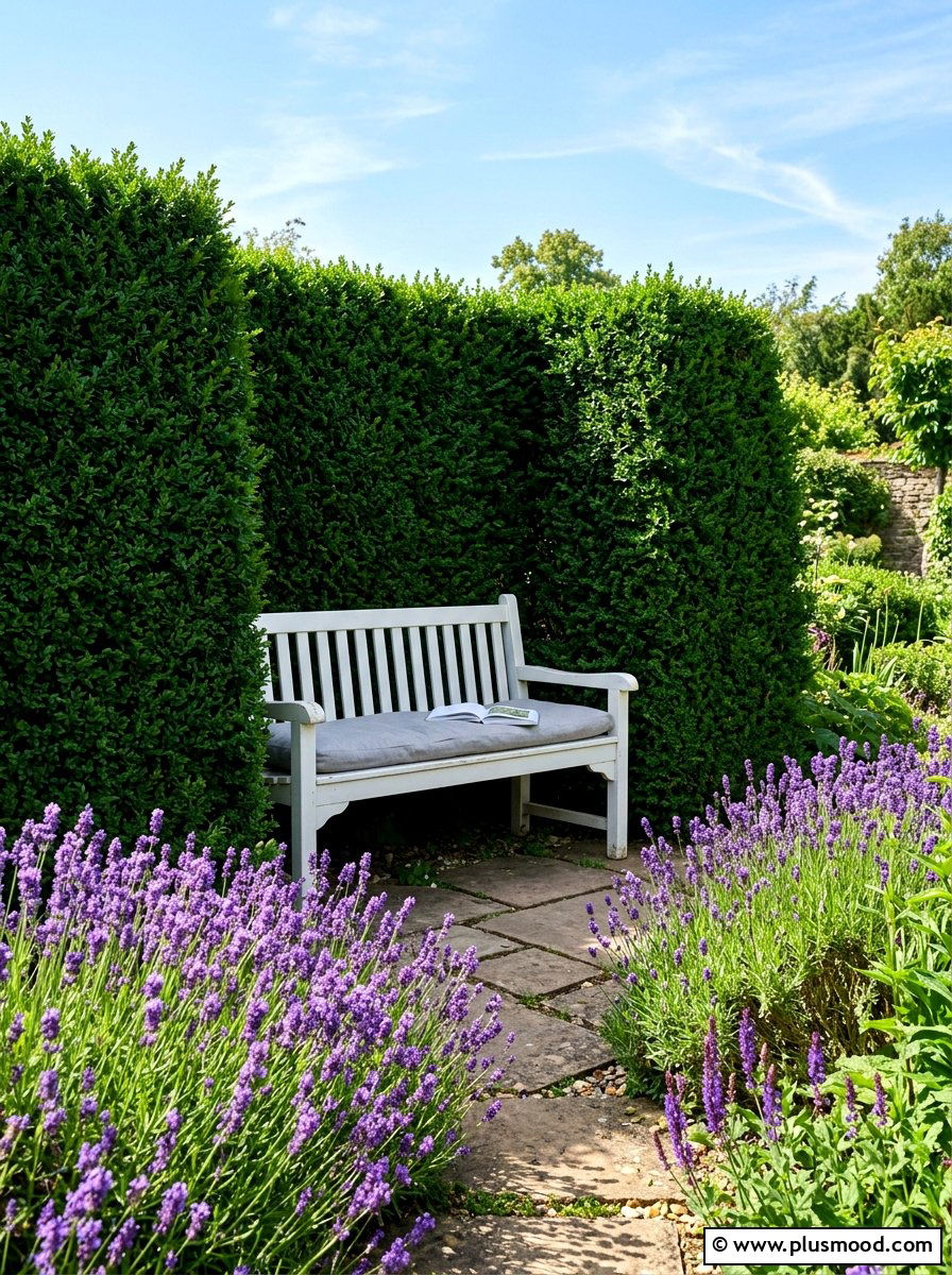 Hidden Hedge Bench - 25 summer backyard reading nook ideas