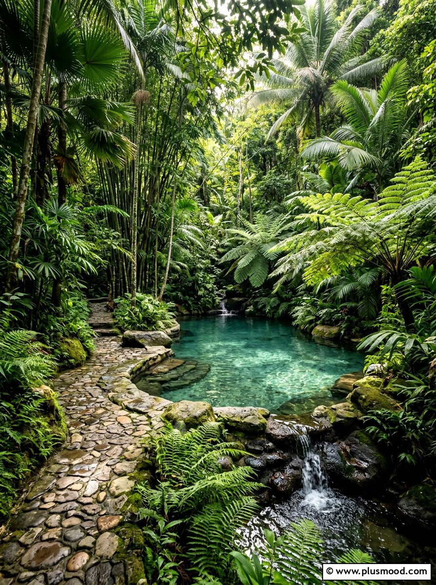 Hidden Jungle Pool Retreat - 25 pool landscaping ideas with Japanese style
