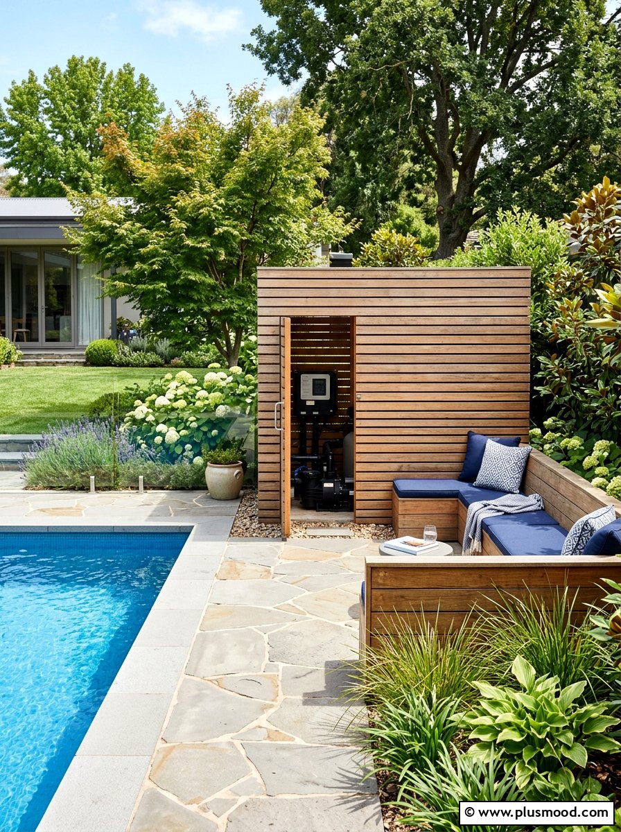 Hidden Pool Equipment - 25 pool landscaping ideas with plunge pool