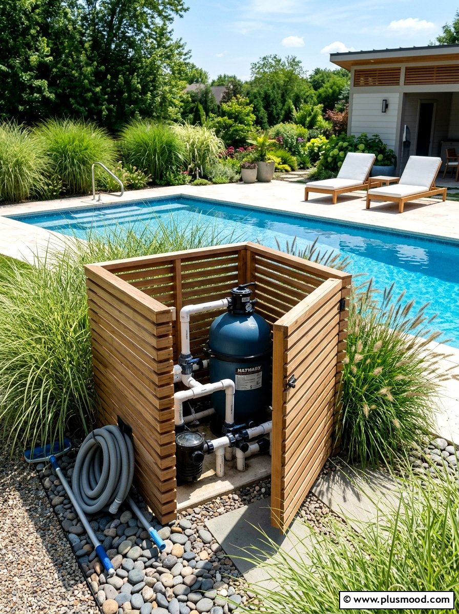 Hidden Pool Filter - 25 pool landscaping ideas for zen style