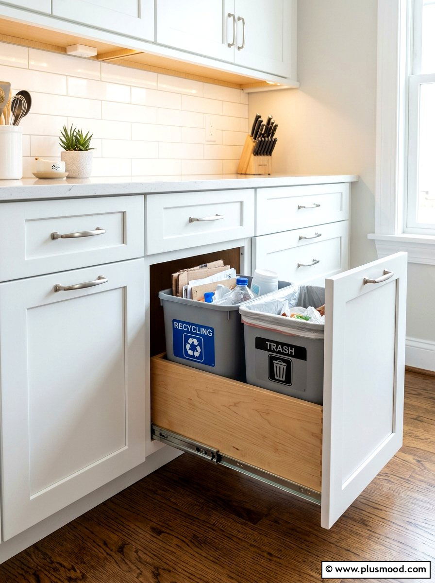 Hidden Trash Bin Drawer - 25 summer kitchen organization ideas