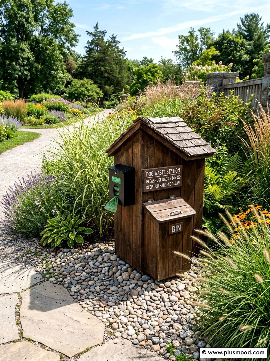 Hidden dog waste station - 25 small backyard ideas for dogs