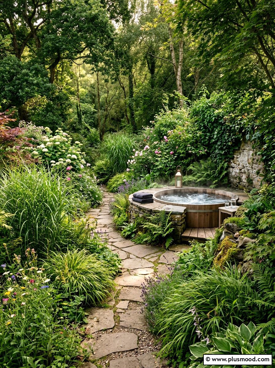 Hidden hot tub garden - 25 small backyard ideas with hot tub