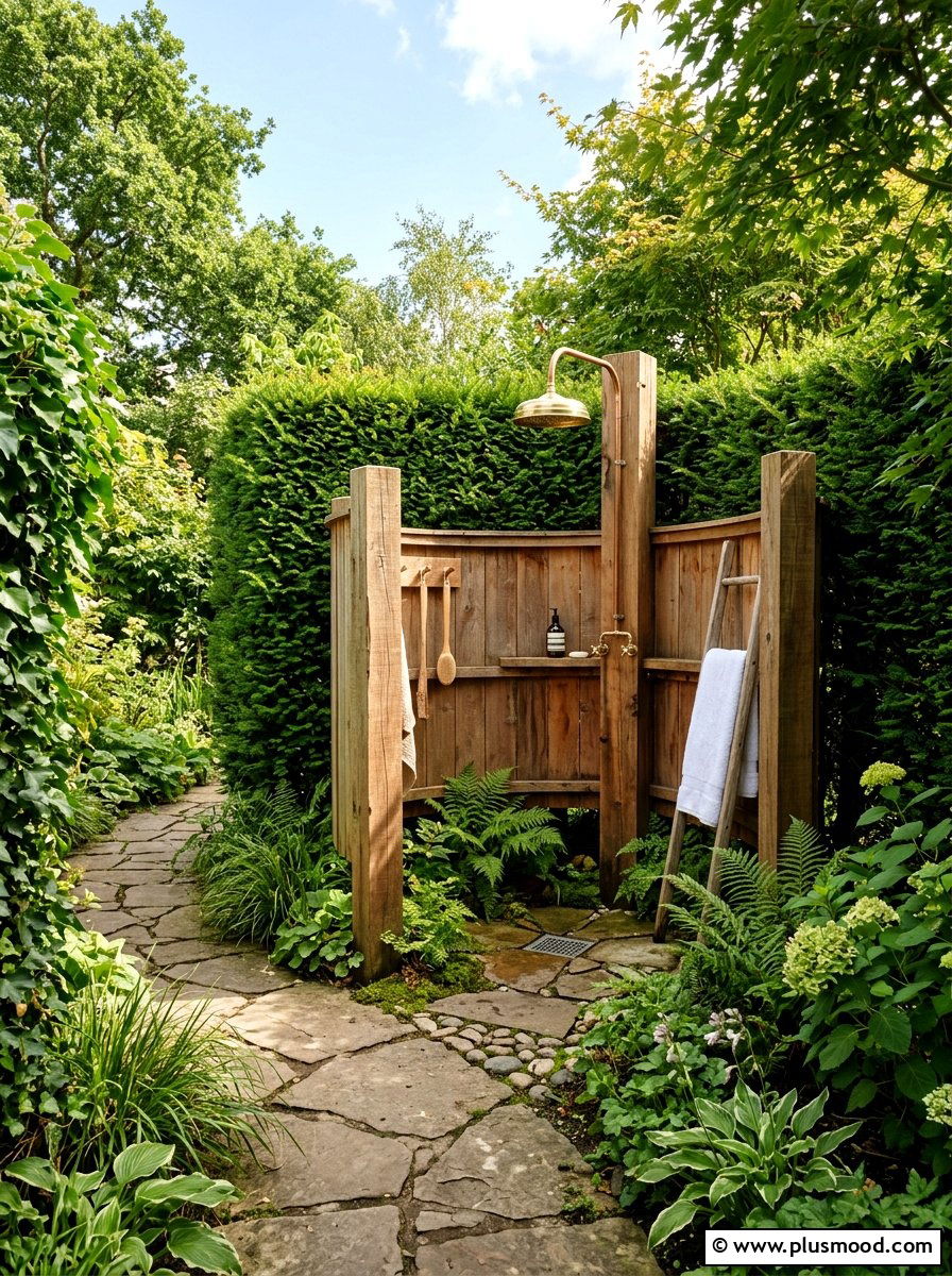 Hidden outdoor shower - 25 summer outdoor shower ideas