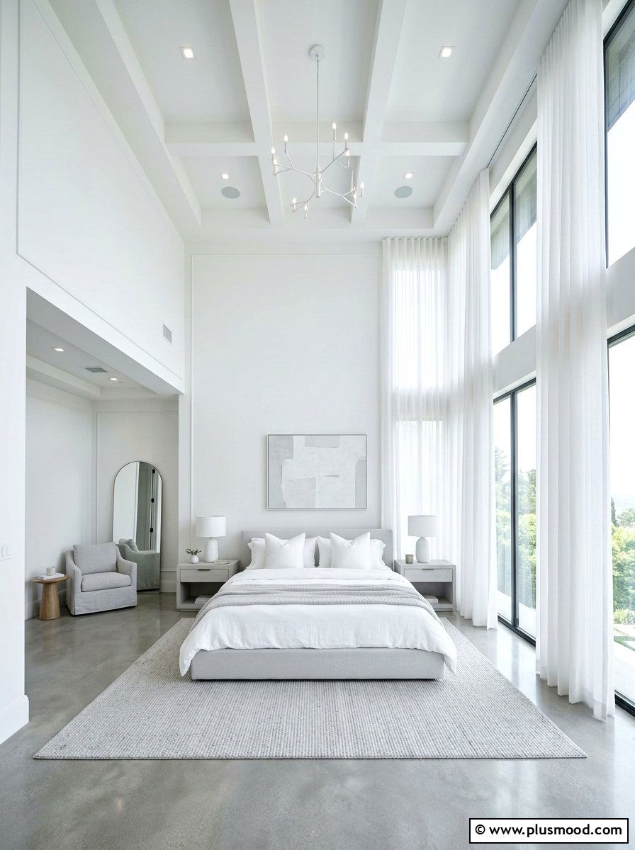 High Ceiling Airy Bedroom - 25 minimalist summer bedroom ideas