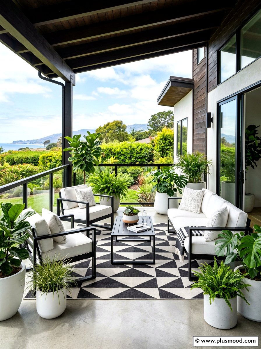 High Contrast Veranda - 25 mid summer home decor ideas
