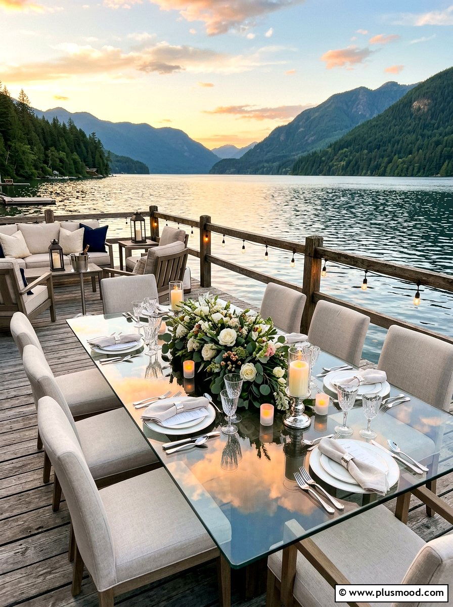 High End Lakeside Dinner - 25 summer elegant outdoor dinner ideas