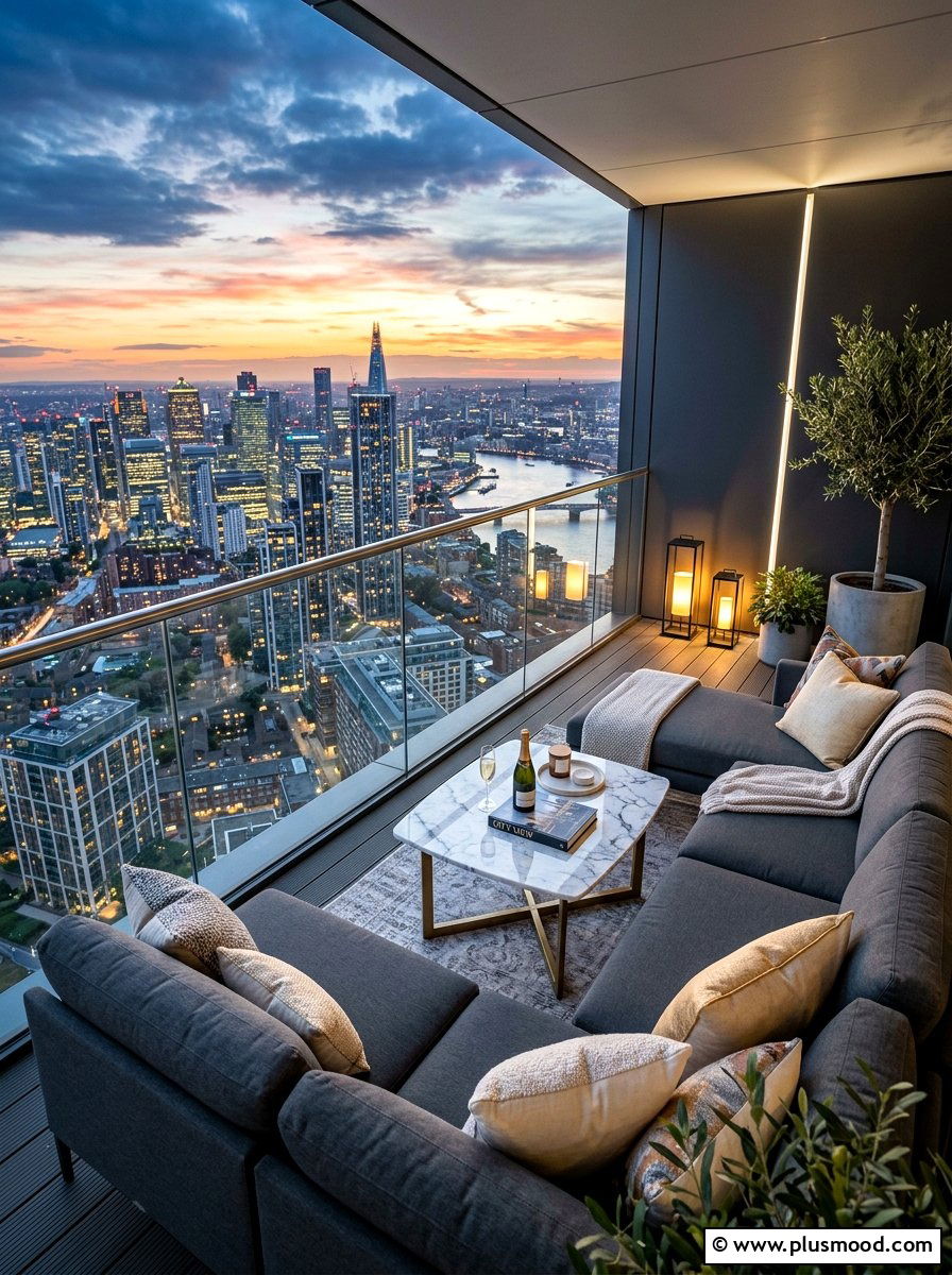 High Rise Luxury Balcony Lounge - 25 summer balcony lounge ideas
