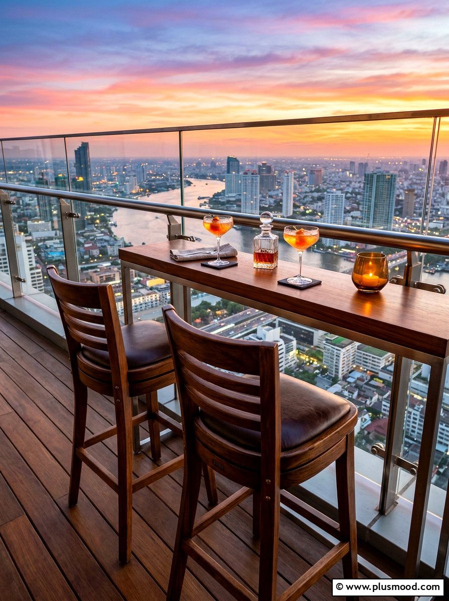 High Top Bar Stool Set - 25 summer balcony seating ideas