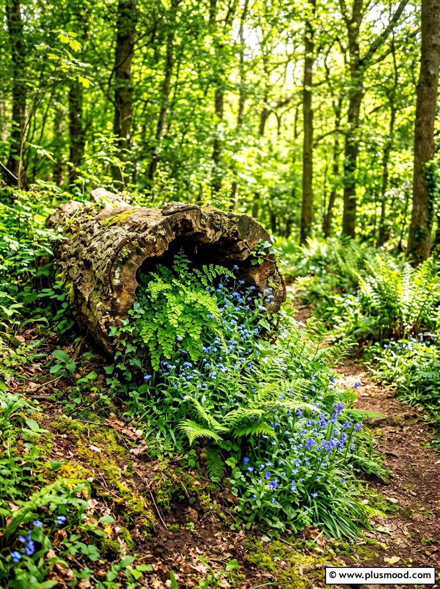 Hollow log spill planter - 25 summer spill planter ideas