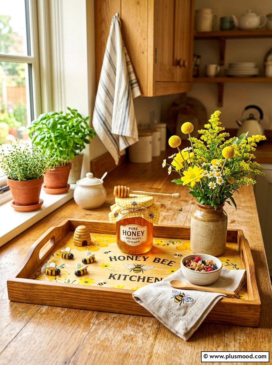 Honey Bee Kitchen Tray - 25 summer kitchen tray decor ideas