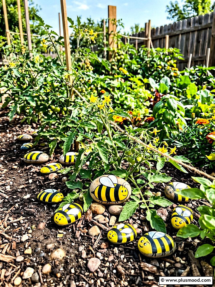 Honey Bee Painted Rock - 25 painted rock ideas with animals