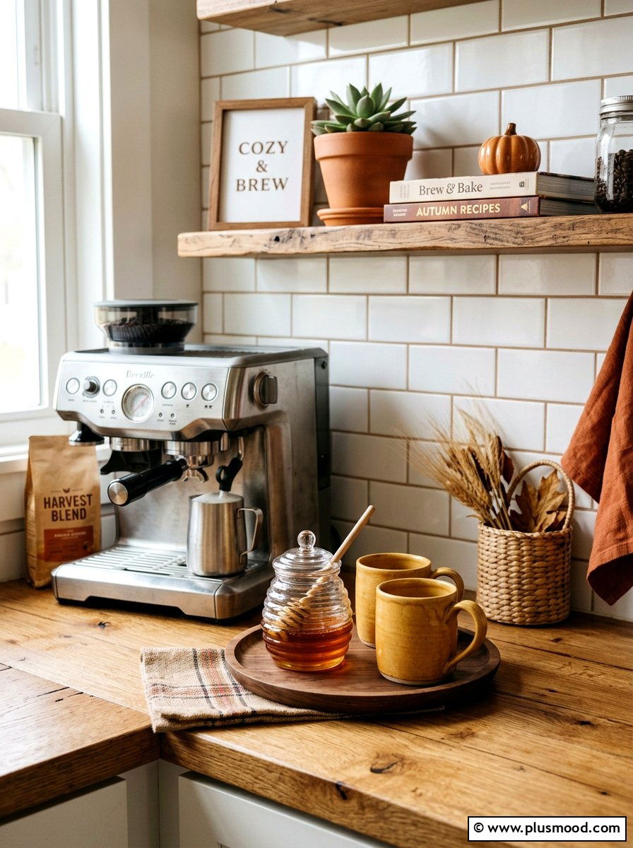 Honey Harvest Coffee Station - 25 late summer kitchen decor ideas