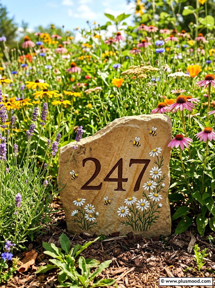 Honey bee address marker - 25 painted rock ideas for address markers