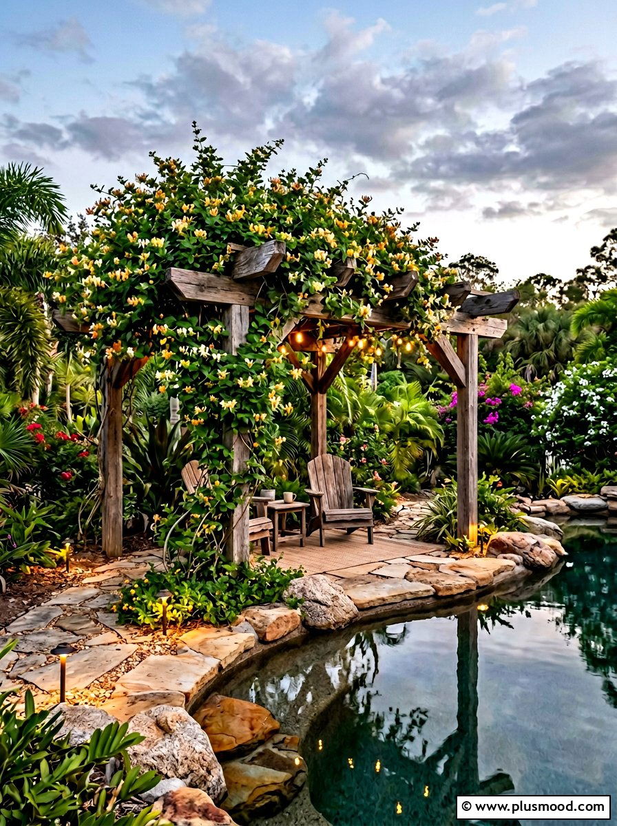 Honeysuckle Pool Pergola - 25 pool landscaping ideas with pergola and vines