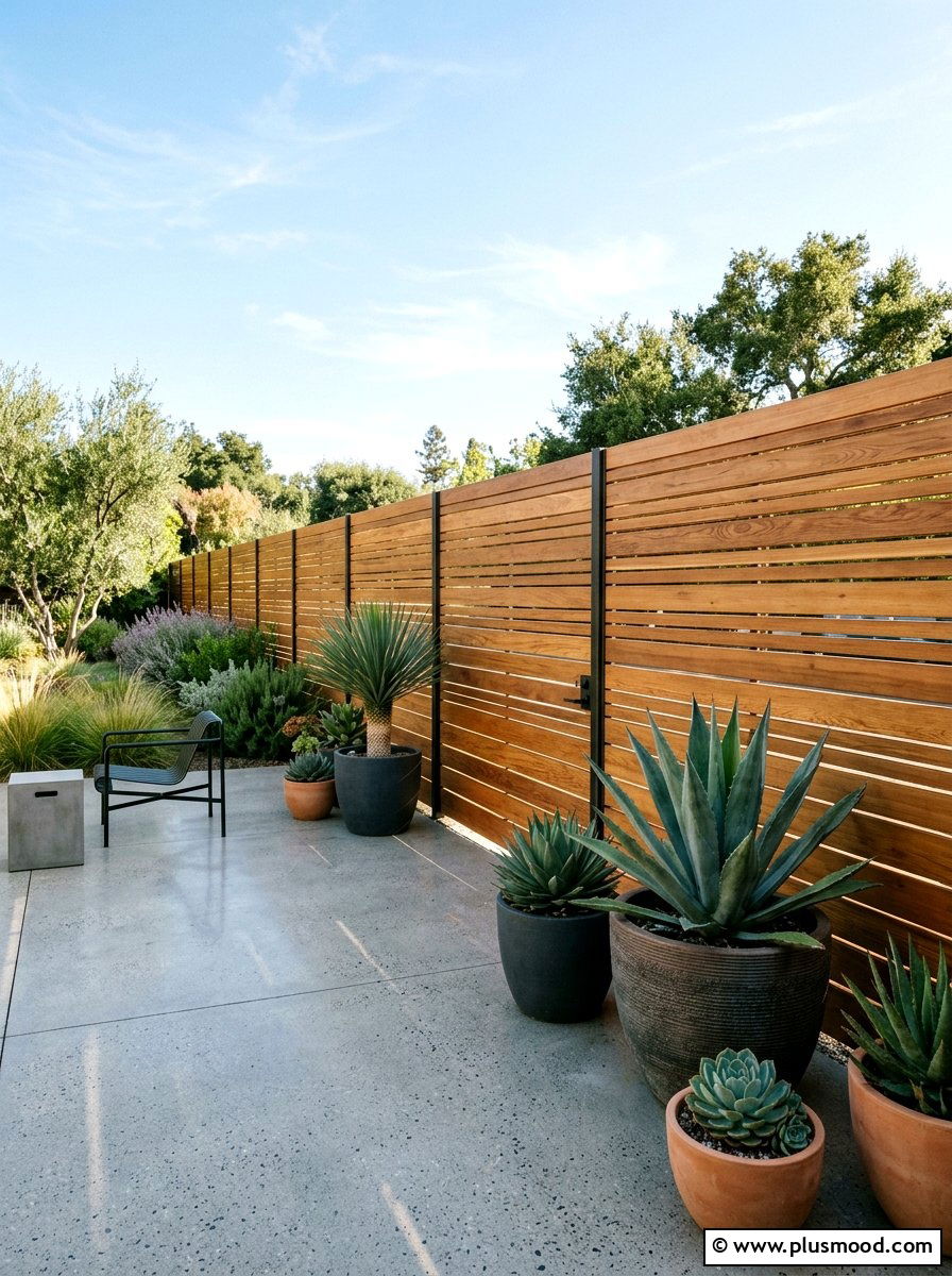 Horizontal Wood Fence - 25 small backyard ideas for contemporary homes