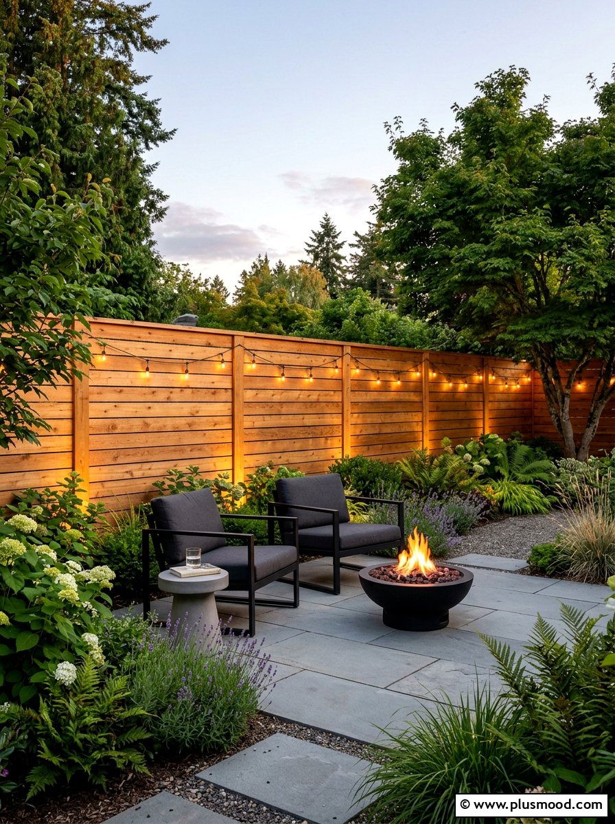 Horizontal Wood Fence - 25 small backyard ideas for privacy