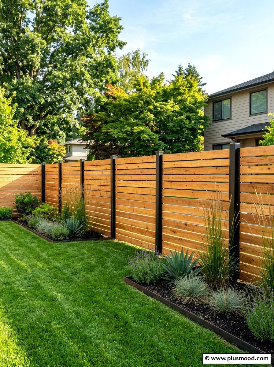 Horizontal Wood Slat Fence - 25 summer modern curb appeal ideas
