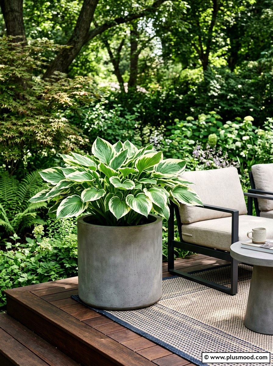 Hosta Grouping Planter - 25 summer planter ideas for part shade