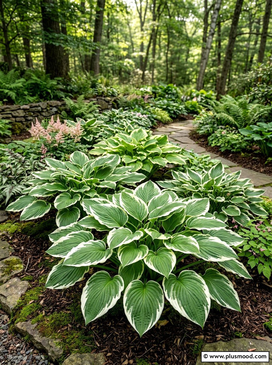 Hosta Shade Bed - 25 summer foundation planting ideas