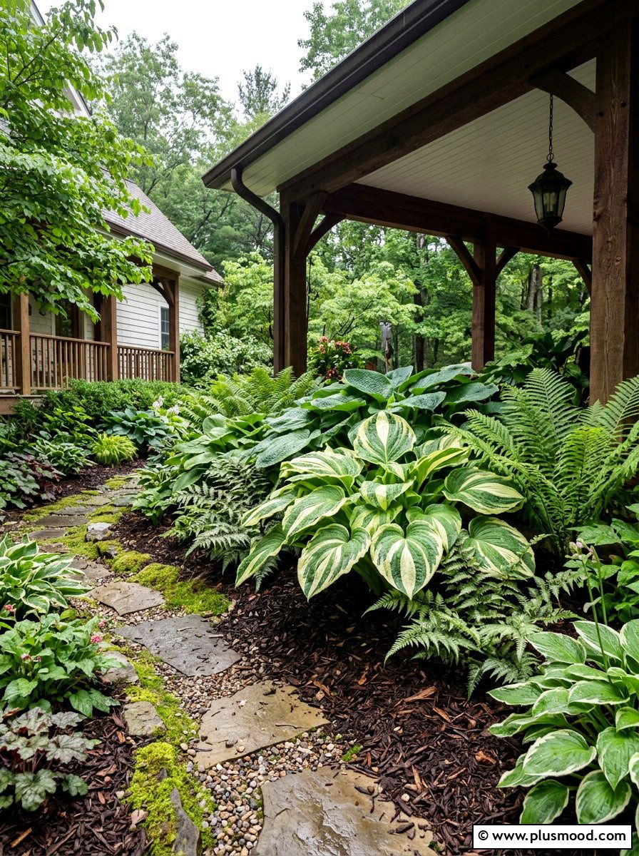 Hosta garden for shade - 25 summer foundation planting ideas for summer