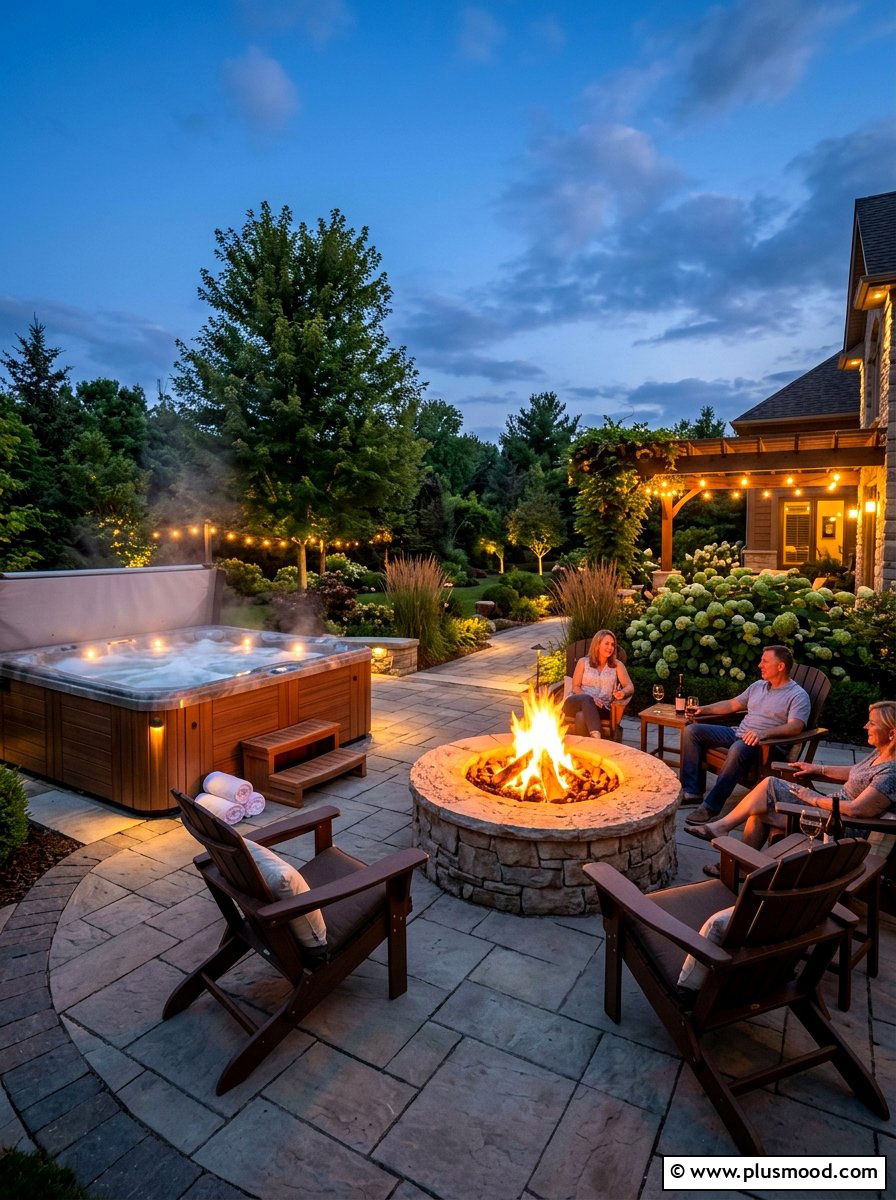 Hot Tub Patio With Fire Pit - 25 summer hot tub patio ideas