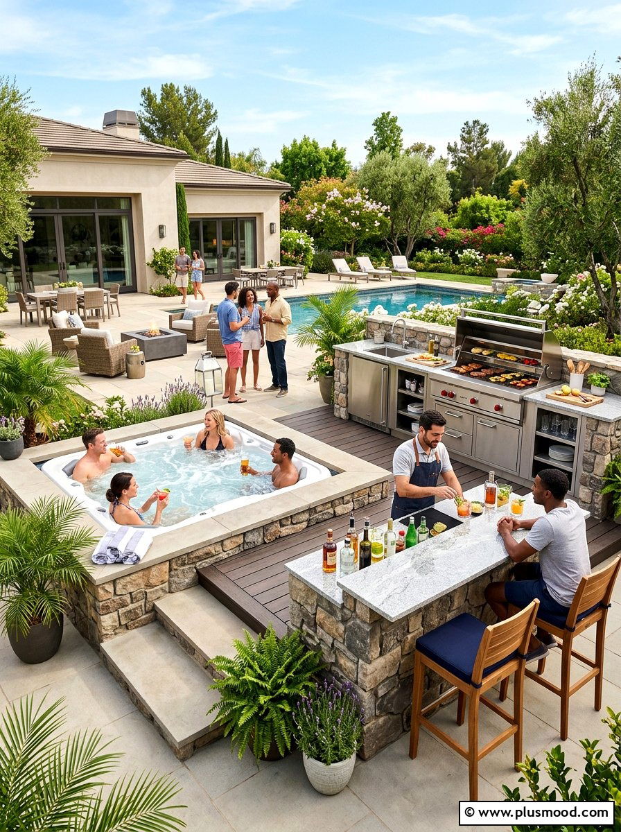 Hot Tub With Outdoor Kitchen - 25 summer hot tub patio ideas