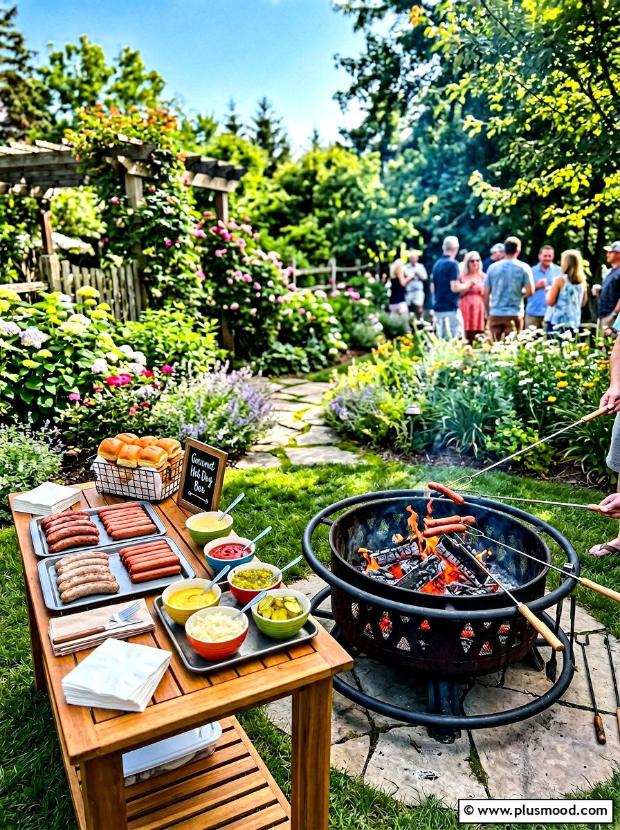 Hot dog roasting station - 25 summer bonfire party ideas